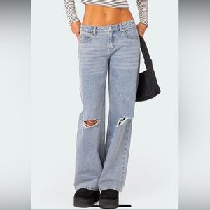 Edikted Distressed Low Rise Jeans